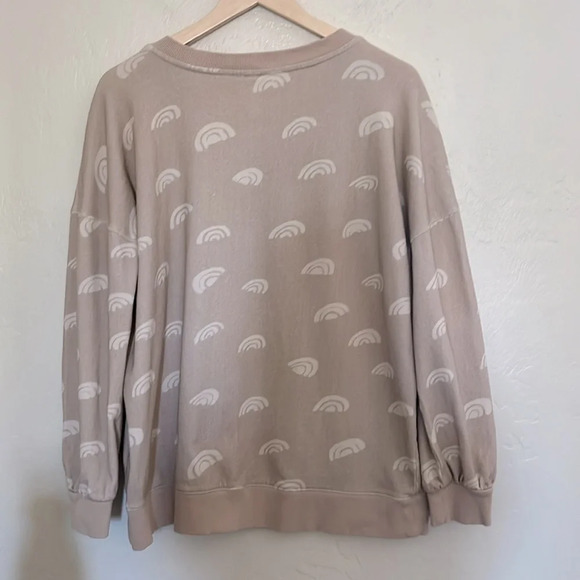 Anthropologie Daily Practice Graphic Pull Over Ivory Rainbow Sz medium - Picture 7 of 9